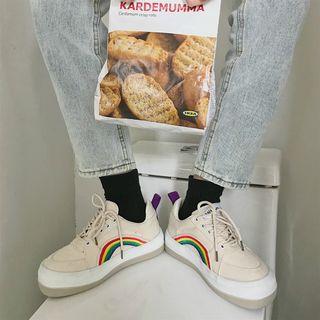 Rainbow Strap Lace-up Sneakers