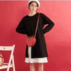Set: Plain Pullover Dress + Pleated Tank Dress As Shown In Figure - One Size