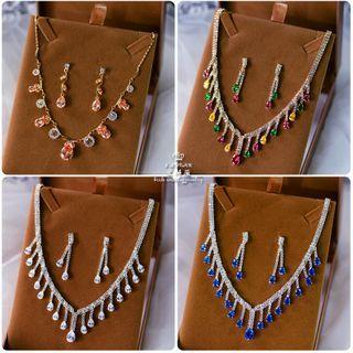 Set: Fringed Rhinestone Necklace + Drop Earring
