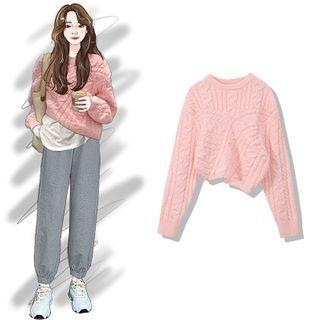 Crewneck Plain Knit Sweater