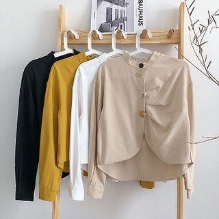 Asymmetric Frilled Long-sleeve Blouse