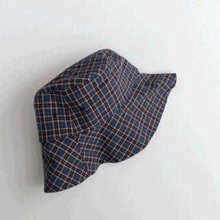 Plaid Hat Navy Blue - One Size