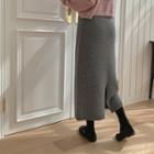 Woolen H-line Long Knit Skirt