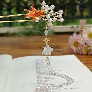 Faux Pearl Hair Pin Silver - One Size