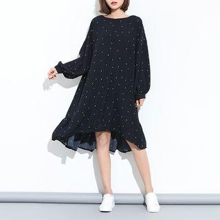 Polka Dot Asymmetric Chiffon Dress