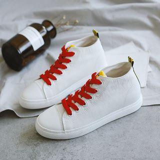 Canvas Hidden Wedge High Top Sneakers