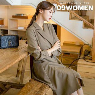Plus Size Peaked-lapel Flared Blazer Dress
