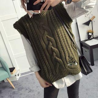 Ripped Cable Knit Vest