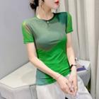 Short-sleeve Crew Neck Tie-dye T-shirt