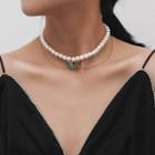Faux Pearl Layered Necklace 3159 - Gold - One Size