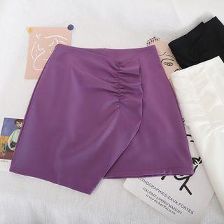 Ruffle Trim Asymmetric Mini Pencil Skirt