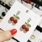 Rhinestone Cherry Dangle Earring 1 Pair - As Shown In Figure - One Size