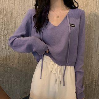 Tie-strap V-neck Knit Top