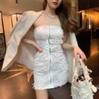 Zip Up Mini Sheath Tube Dress
