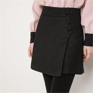 Button-front Wrap Skort