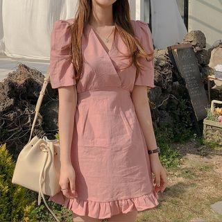 Short-sleeve A-line Mini Dress Pink - One Size