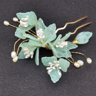 Retro Flower Hair Stick 1 Piece - M120 - Green - One Size