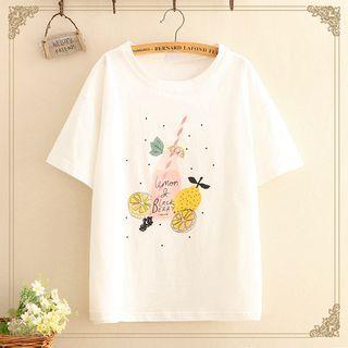 Lemon Juice Printed Short-sleeve Top