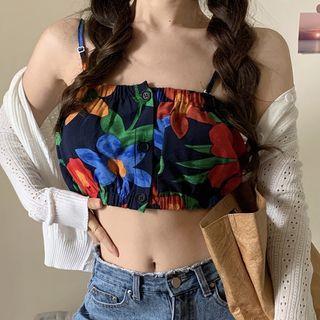 Floral Print Tube Top Black - One Size