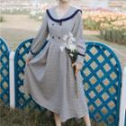 Double Breasted Long-sleeve Midi A-line Dress