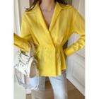 Pleated-waist Stripe Wrap Blouse