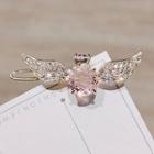 Wings Faux Crystal Hair Clip Ly549 - Pink & Gold - One Size