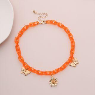 Alloy Flower Pendant Acrylic Choker 2999 - Gold - One Size