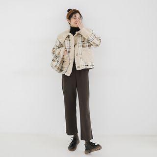 Set: Plaid Buttoned Jacket + Handbag