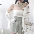 Plain Bandeau Top / High Waist Shorts