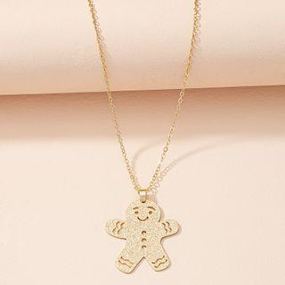 Gingerbread Man Necklace X1119 - Gold - One Size