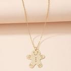Gingerbread Man Necklace X1119 - Gold - One Size