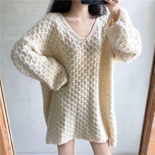 V-neck Knit Dress As Shown In Figure - One Size