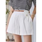 Metallic-button Tab-detail Shorts