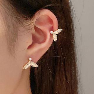 Cz Fish Tail Clip-on Earring 1 Pc - Gold - One Size