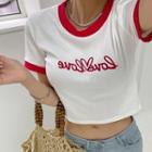 Love Heart-printed Cropped T-shirt
