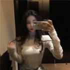 Turtleneck Long-sleeve Crinkle Top