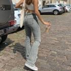 High Waist Boot-cut Washed Jeans