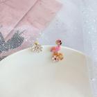 Non-matching Alloy Flamingo & Flower Earring Stud Earrings - 1 Pair - As Shown In Figure - One Size