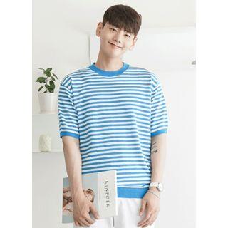 Linen Blend Striped Summer Knit Top