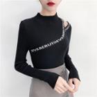 Long Sleeve Letter Printed Knit Top
