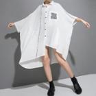 Lettering Irregular Hem 3/4-sleeve Shirt Dress