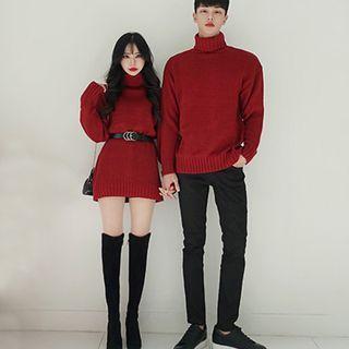 Couple Matching Turtleneck Sweater / Belt / Set (various Designs)