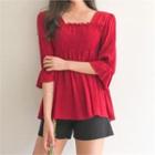 Square-neck Smocked Empire Blouse