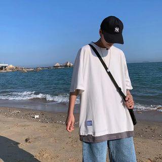 Crewneck Mock Two Piece Two Tone Oversize Top