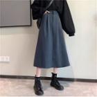 Plain  Midi A-line Skirt