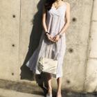 Spaghetti-strap Tiered Dot Long Dress