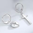 Non-matching Alloy Cross Dangle Earring 1 Pair - Non-matching Alloy Cross Dangle Earring - White Gold - One Size
