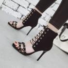 Faux Suede Lace Up High-heel Sandals