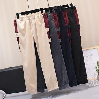 Cropped Contrast-trim Corduroy Pants