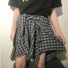 Plaid Asymmetrical A-line Skirt